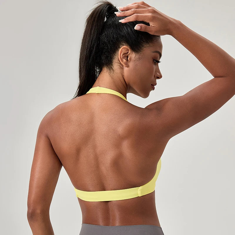 Women's Halter Neck Sports Bra – Quick-Dry Yoga & Gym Bra with Stylish Open Back (S-2XL)