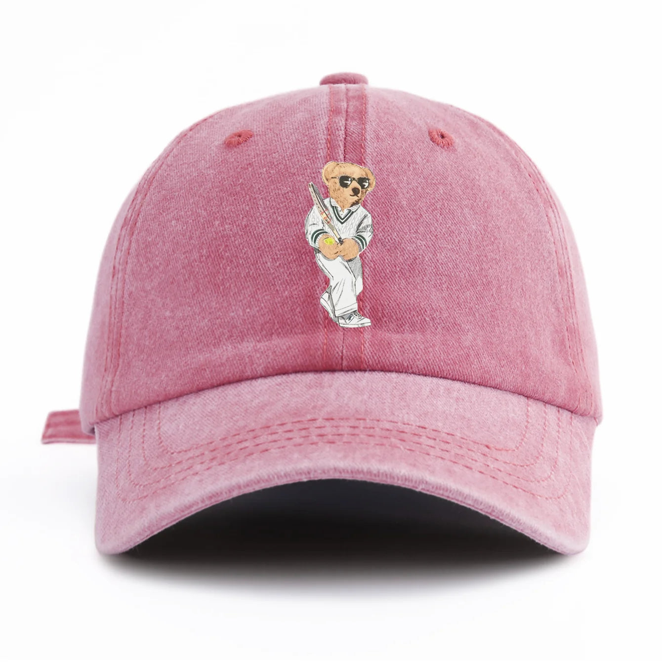 Bear Print Washed Baseball Cap