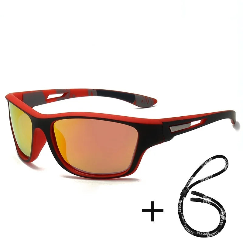 Fashion Sports Sunglasses with Chain | UV400 Mirror Lens, Unisex Retro Style