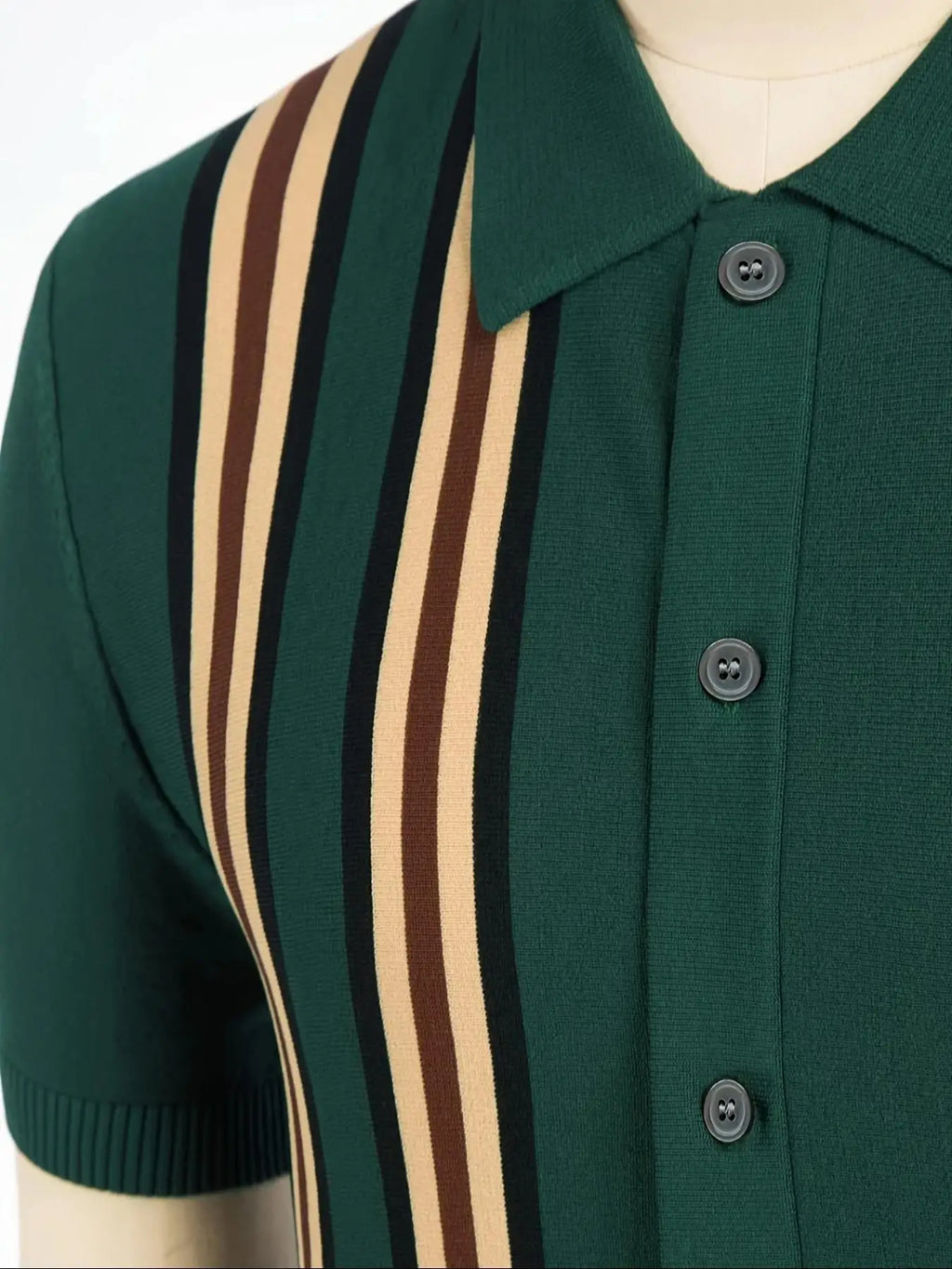 Men's Striped Short-Sleeve Knit Polo Shirt