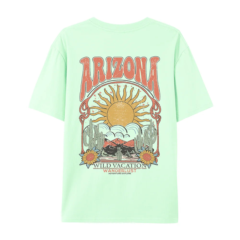 Women's Arizona Scenery Graphic T-Shirt – Harajuku Streetwear, 100% Cotton