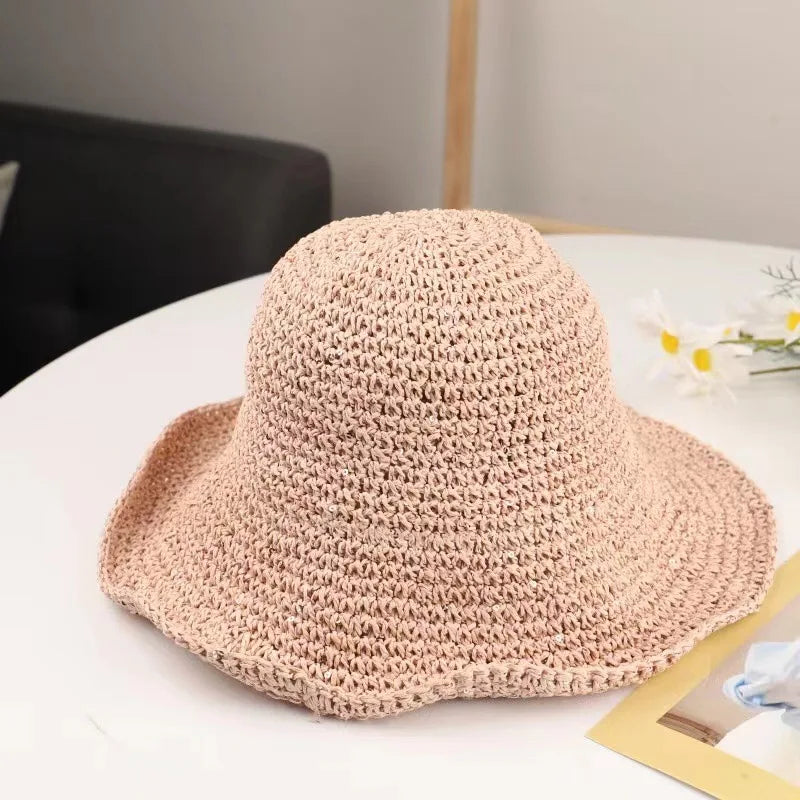 Women's Floppy Straw Sun Hat – Wide Brim Panama Beach Hat with UV Protection, Foldable for Travel (3 Colors)