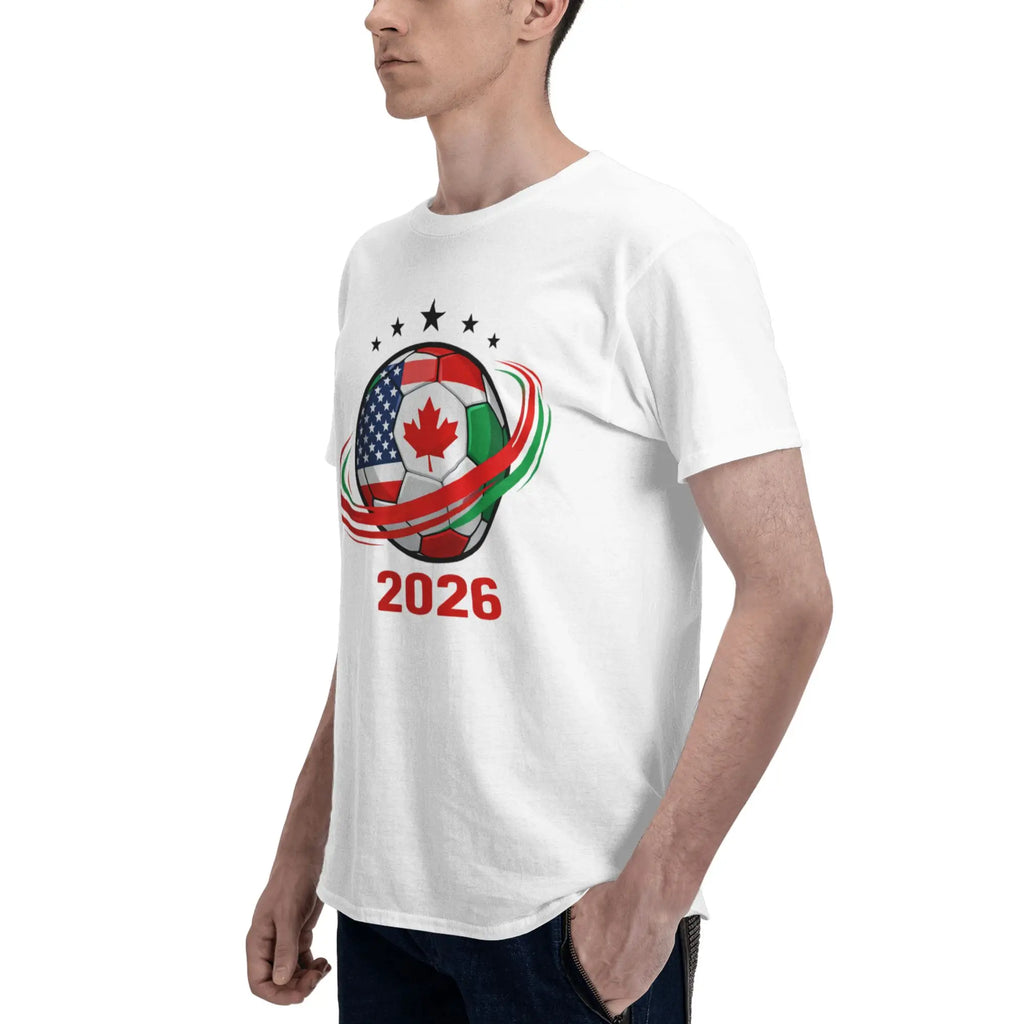 2026 FIFA World Cup T-Shirt | USA Canada Mexico Soccer Fan Tee | 100% Cotton Men's Casual