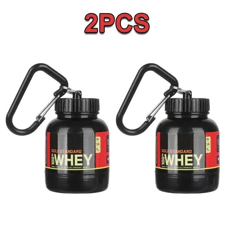 Mini Leakproof Protein Powder Container with Keychain – 100ml Gym Supplement Storage (1, 2, 5, 10 & 20 Pack)