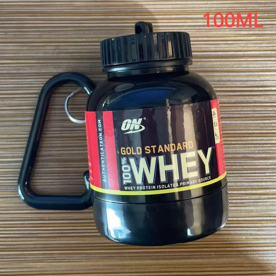 Portable Protein Powder Container with Keychain – Mini Travel Storage Bottle (100ml & 200ml)