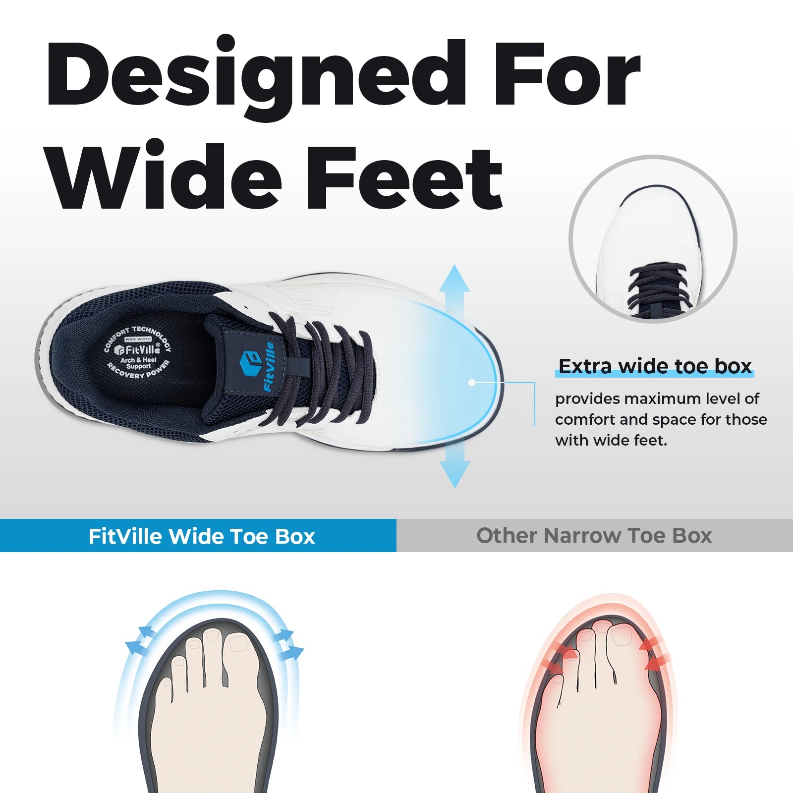 FitVille Men's Wide Golf Shoes – Waterproof, Non-Slip & Extra Wide Fit for Swollen Feet