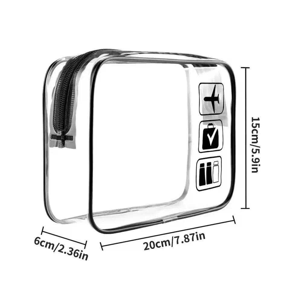 Clear Makeup Bag Set (2 Pcs) – Waterproof PVC Travel Toiletry Pouch for Women