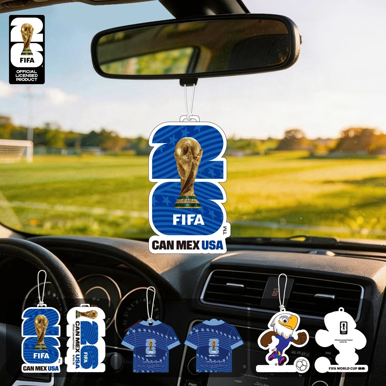 FIFA World Cup 2026 Car Air Freshener – Trophy, Mascot & Host City Designs | Long-Lasting Scent