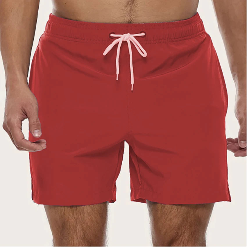 Men's Swim Trunks – Elastic Waist Beach Shorts with Mesh Lining & Drawstring