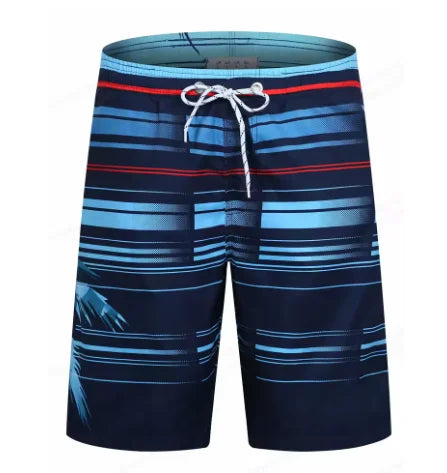 Men's Striped Board Shorts – Lightweight Swim Trunks for Beach