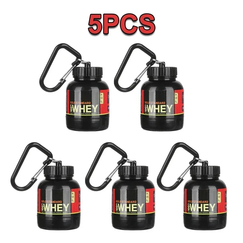 Mini Leakproof Protein Powder Container with Keychain – 100ml Gym Supplement Storage (1, 2, 5, 10 & 20 Pack)