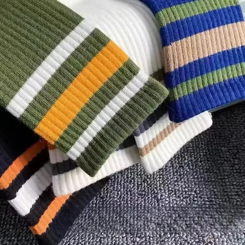 Men's Colorful Striped Socks – 5-Pack Breathable All-Season Sport Socks