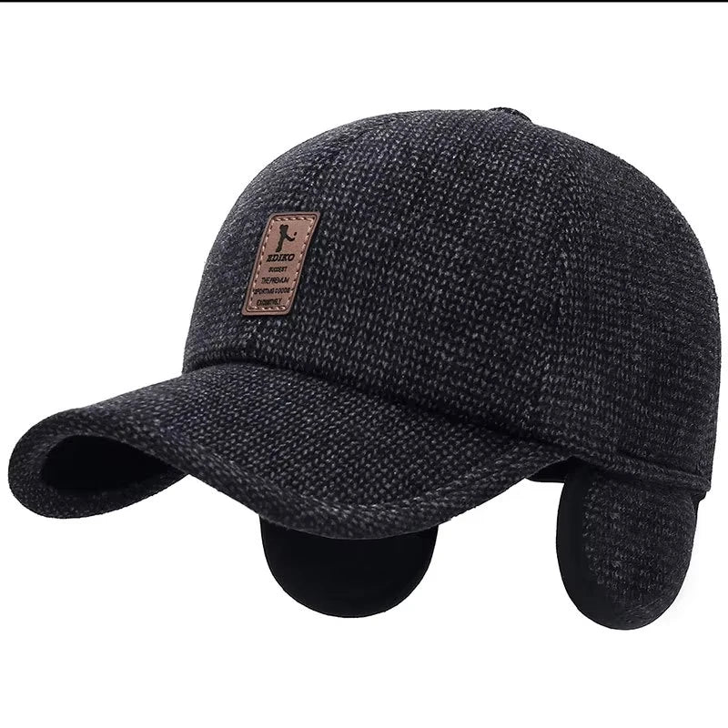 Men's Baseball Cap with Earmuffs – Windproof Warm Adjustable Winter Hat