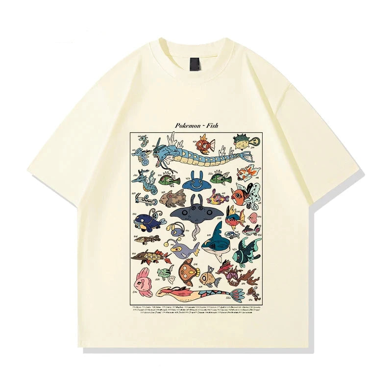 Pokémon Retro Graphic T-Shirt – Japanese Style 100% Cotton Loose Fit Short Sleeve Tee