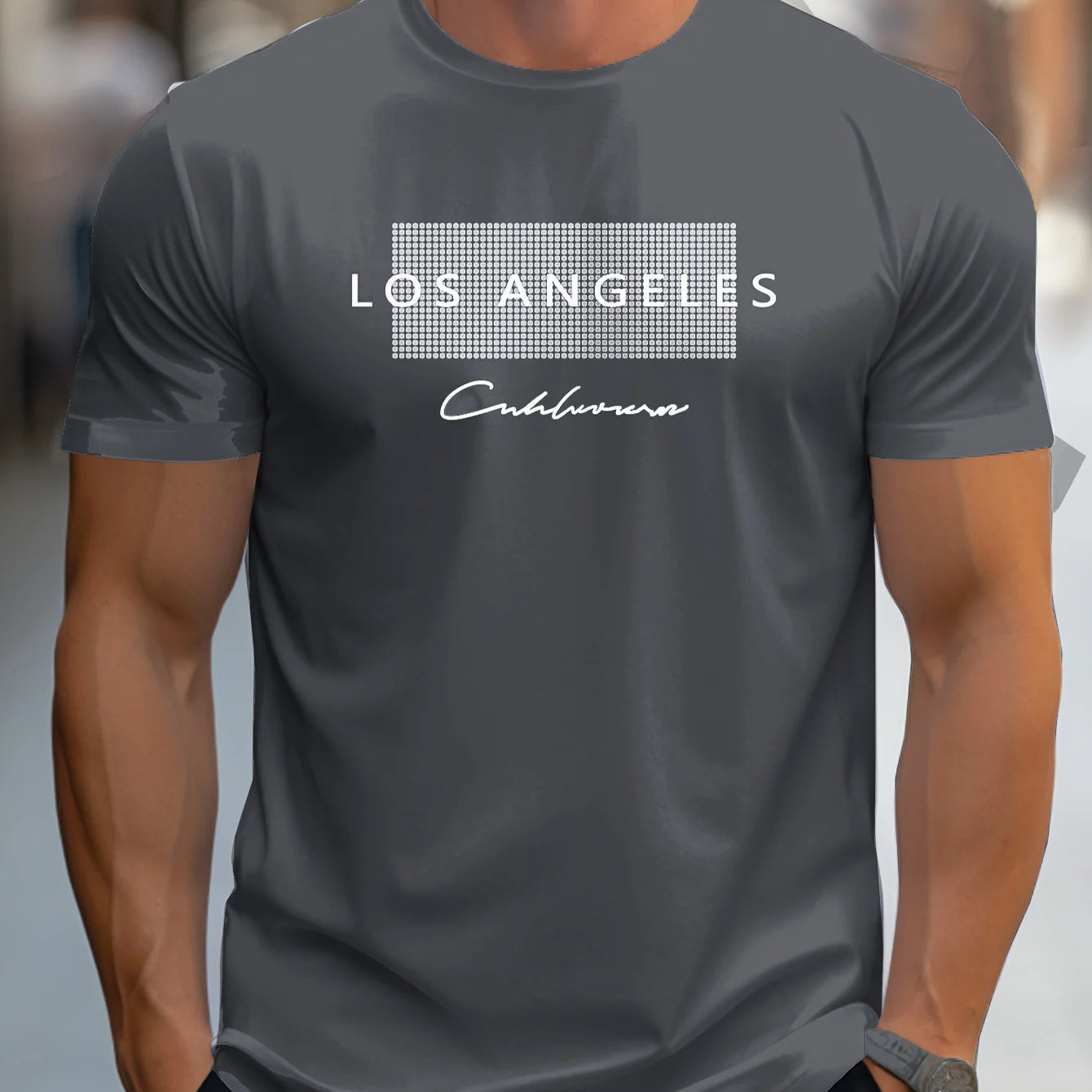 Men's 100% Cotton Los Angeles Graphic T-Shirt – Loose Fit, Breathable, Short Sleeve Casual Tee