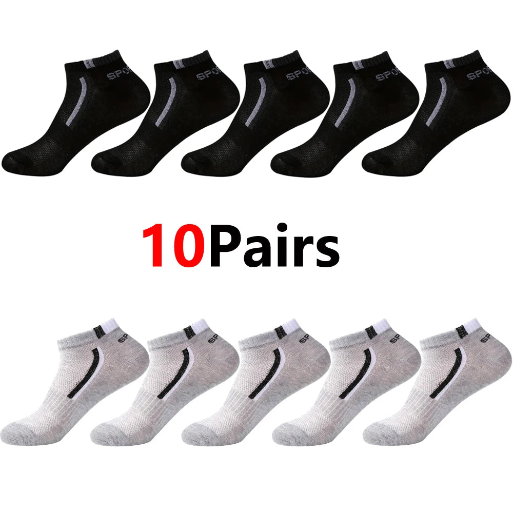 Men's Mesh Ankle Socks – 30-Pack Breathable Color-Block Sport Socks