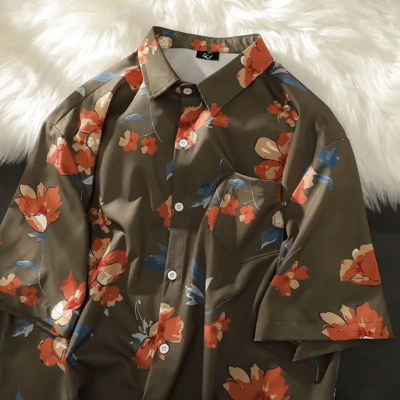 3D Fruit Print Button-Up Shirt – Oversized Unisex Streetwear