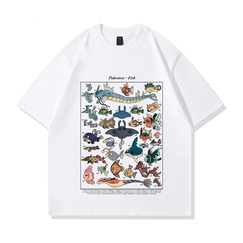 Pokémon Retro Graphic T-Shirt – Japanese Style 100% Cotton Loose Fit Short Sleeve Tee