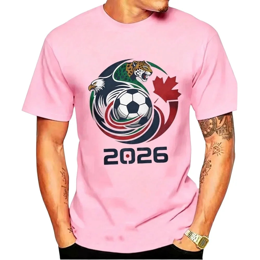Men's 2026 World Cup Soccer Graphic Tee – USA, Canada & Mexico Eagle Jaguar Design