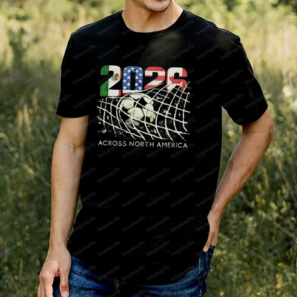 2026 World Cup Soccer T-Shirt | Goal Net Graphic Fan Tee USA, Mexico & Canada