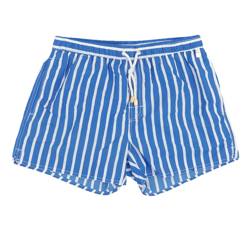 Men's Striped Beach Shorts – Premium Nylon Swim Trunks with Lining