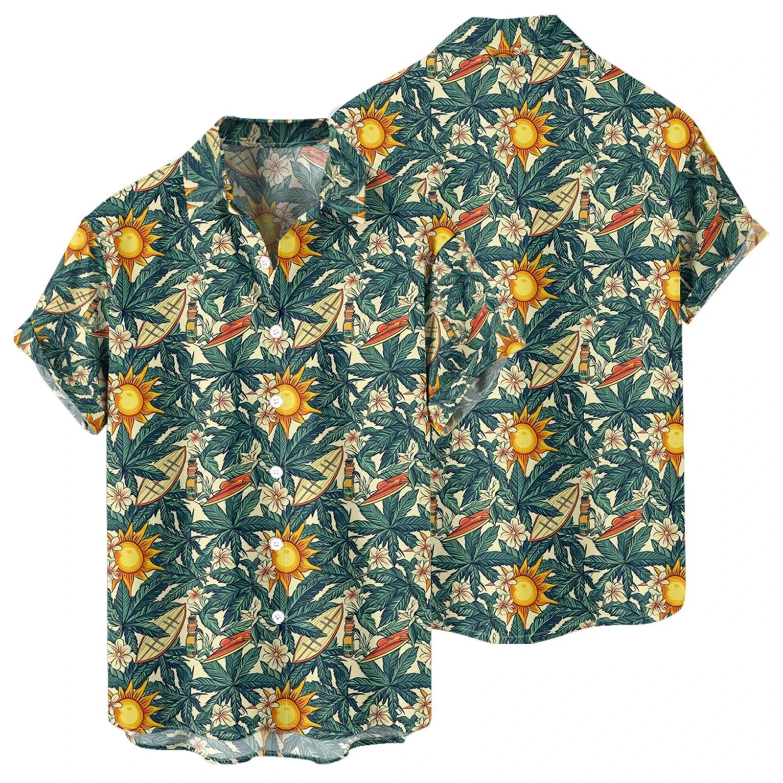 Men's Hawaiian Beach Shirt – Short Sleeve Button-Up Casual Top