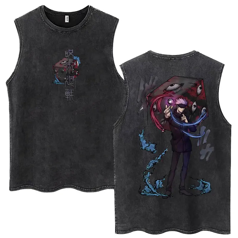 Jujutsu Kaisen Nanami Kento Anime Tank Top | Washed Graphic Sleeveless Tee