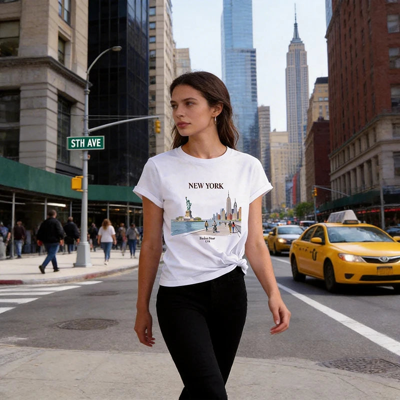 Women's Casual Print Crew Neck T-Shirt | Short Sleeve Summer Top