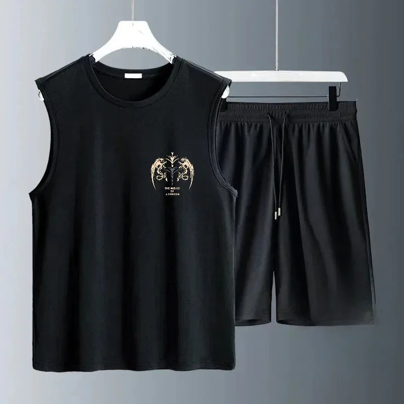 Men's Sleeveless Gym Tank Top – Angel Wings Graffiti Knit Bodybuilding Vest