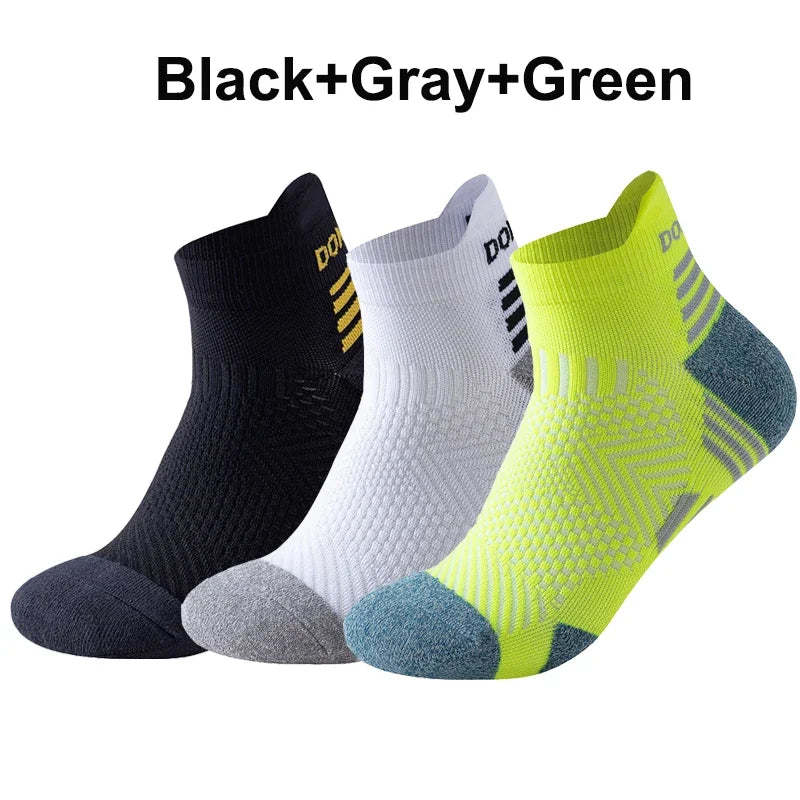 Marathon Running Socks – 3-Pack Cushioned Low-Cut Ankle Sport Socks
