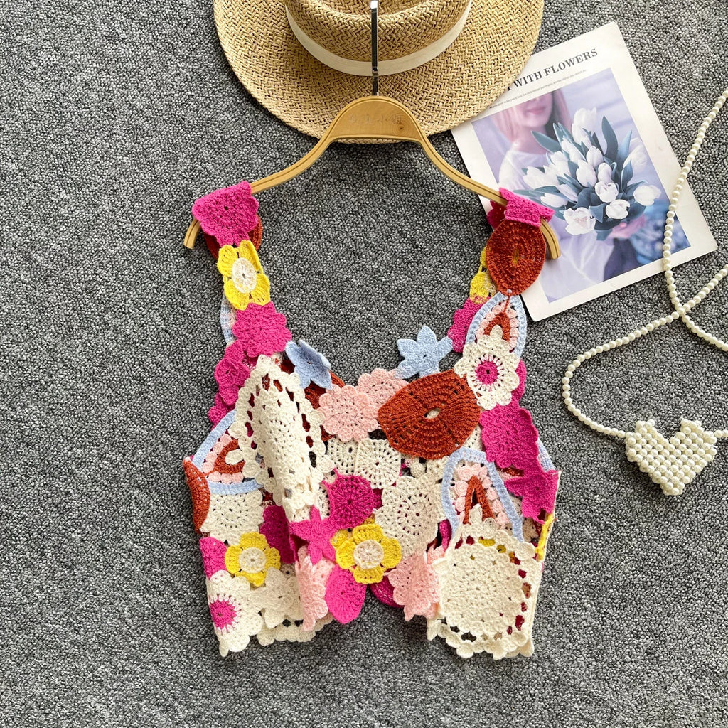 Floral Crochet Crop Tank Top – Fairycore Summer Knit