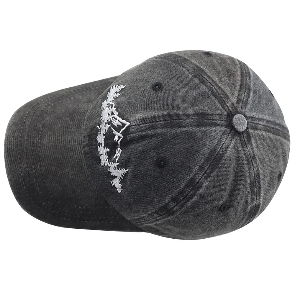 Mountain Trees Embroidered Baseball Cap – Unisex Cotton Dad Hat for Hiking & Outdoors