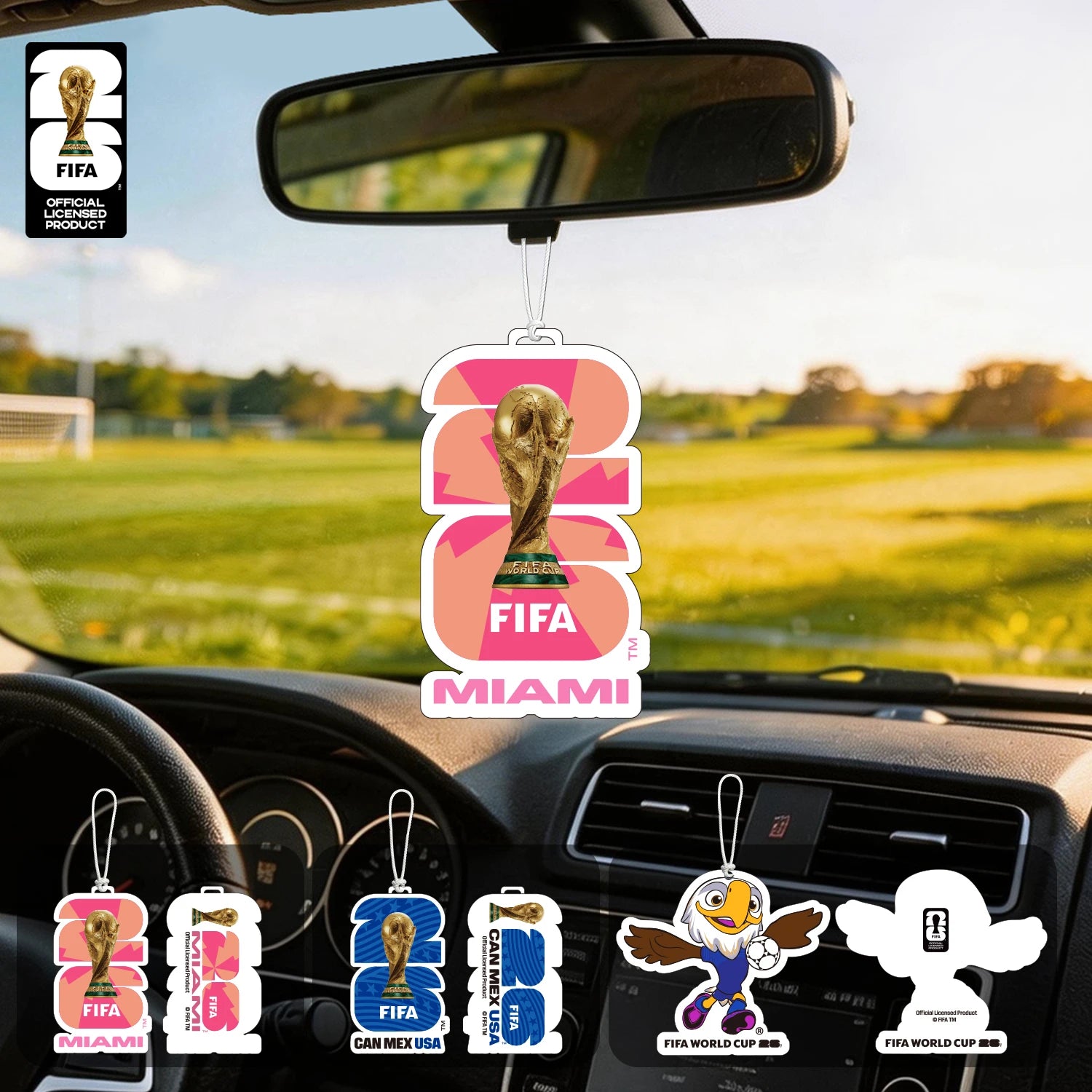 FIFA World Cup 2026 Car Air Freshener – Trophy, Mascot & Host City Designs | Long-Lasting Scent