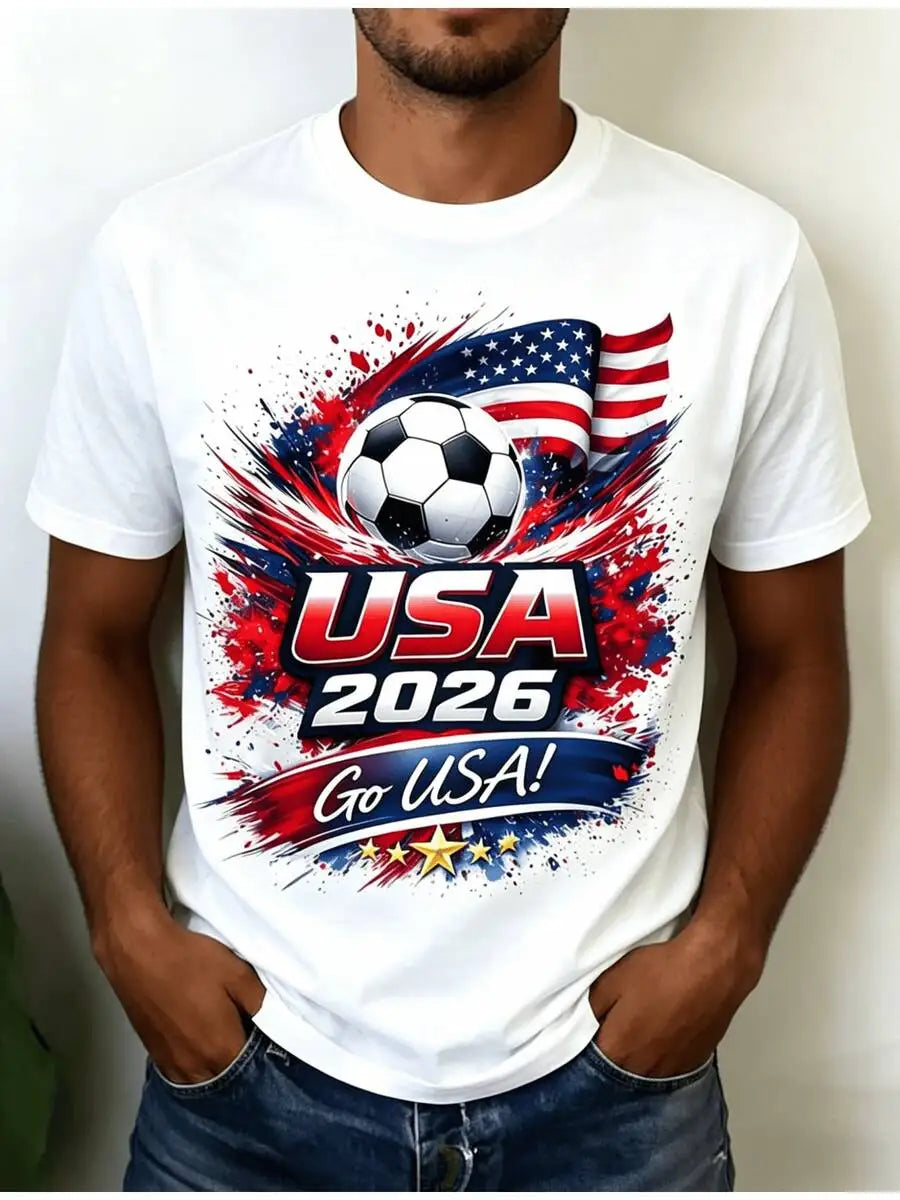 USA 2026 World Cup Flag T-Shirt – Short Sleeve Soccer Fan Tee for Men & Women