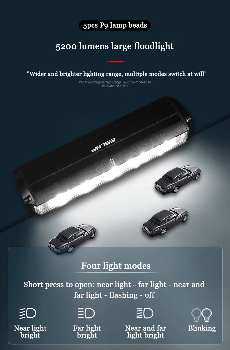 High-Powered Bike Front Light – 5200 Lumens, IPX5 Waterproof, USB-C Rechargeable
