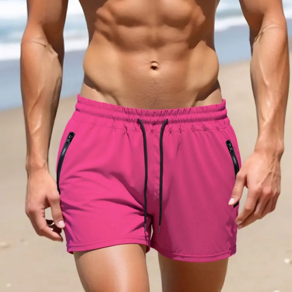 Men's Quick-Dry Running Shorts – Mesh Lining, Zipper Pocket & Drawstring for Gym & Outdoor Fitness
