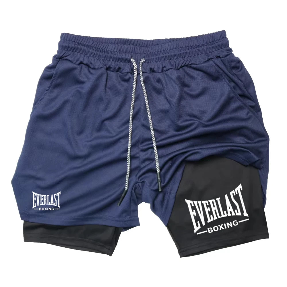 Men's Printed Compression Gym Shorts – Double-Layer Quick-Dry Training Shorts