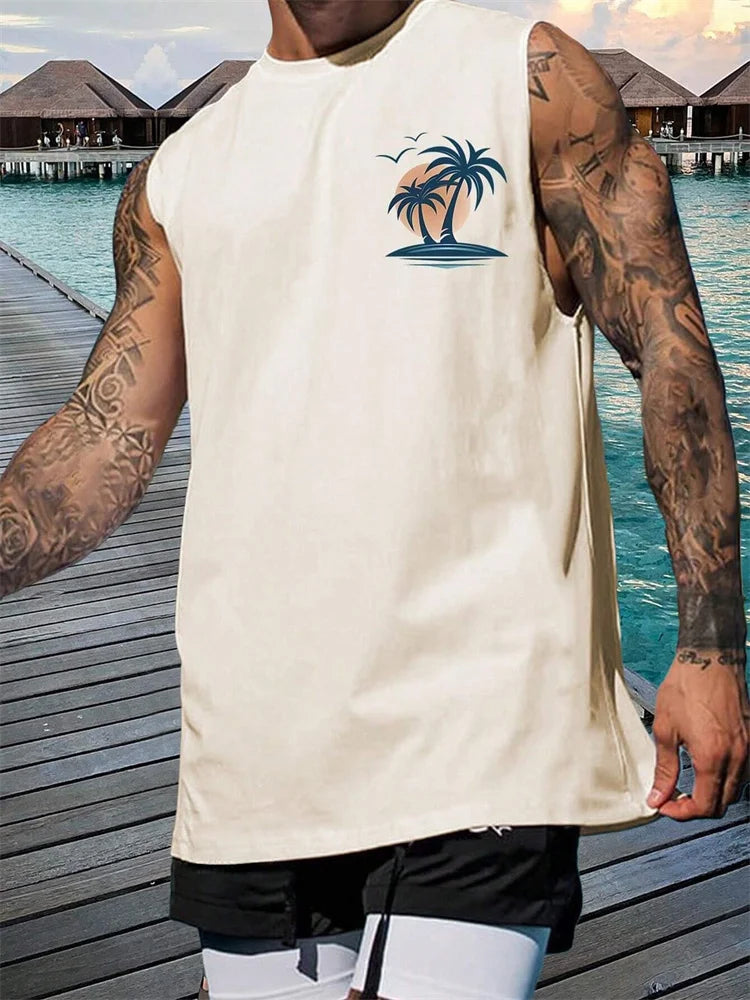 Men's Gradient Texture Sleeveless Vest – Oversized Hawaiian Beach Tank Top