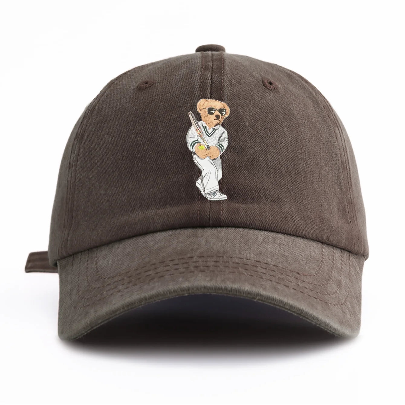 Bear Print Washed Baseball Cap