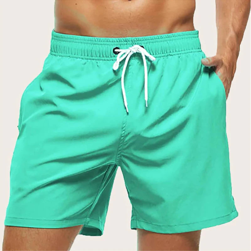 Men's Swim Trunks – Elastic Waist Beach Shorts with Mesh Lining & Drawstring