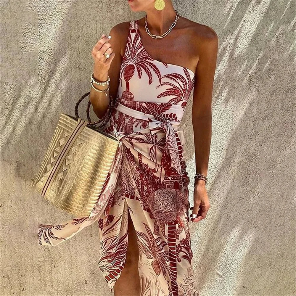 Women's One-Shoulder Swimsuit & Cover-Up Set – Sexy Floral Print Beachwear, Push-Up Bikini & Bodysuit (S-XL)