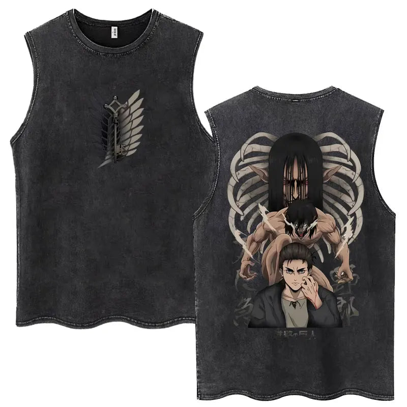 Attack on Titan Anime Tank Top – Mikasa & Eren Jaeger Sleeveless Tee (S–XXL)