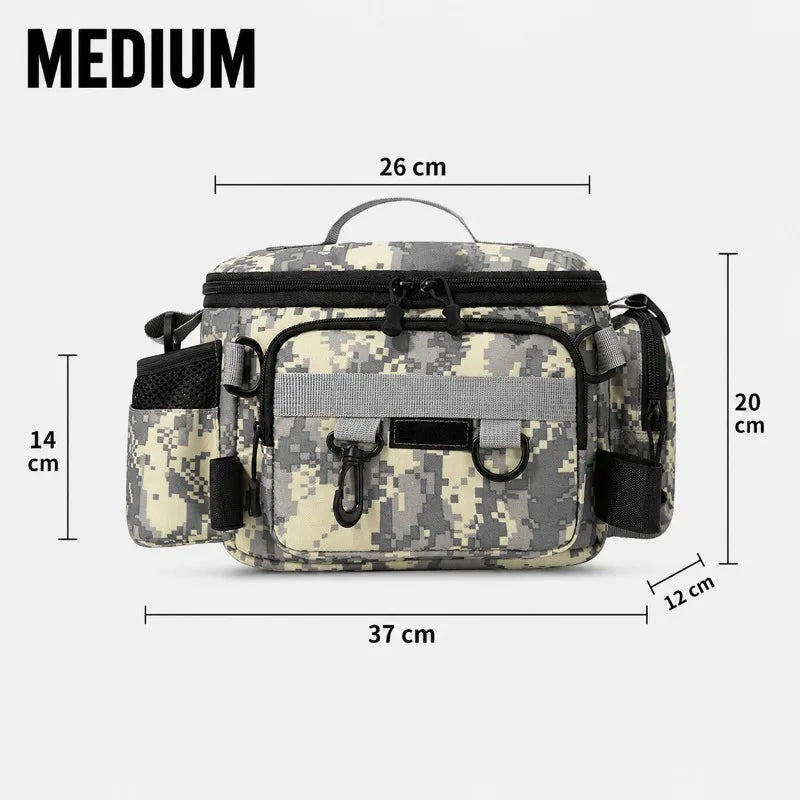 Waterproof Fishing Tackle Shoulder Bag – Large Capacity Crossbody with Rod Holder
