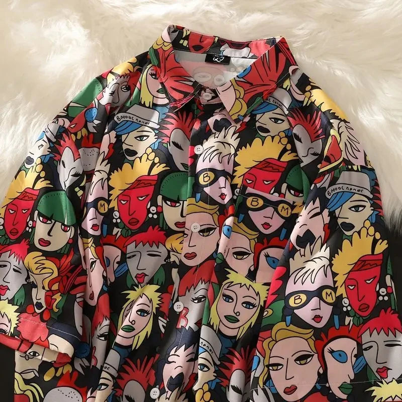 3D Fruit Print Button-Up Shirt – Oversized Unisex Streetwear