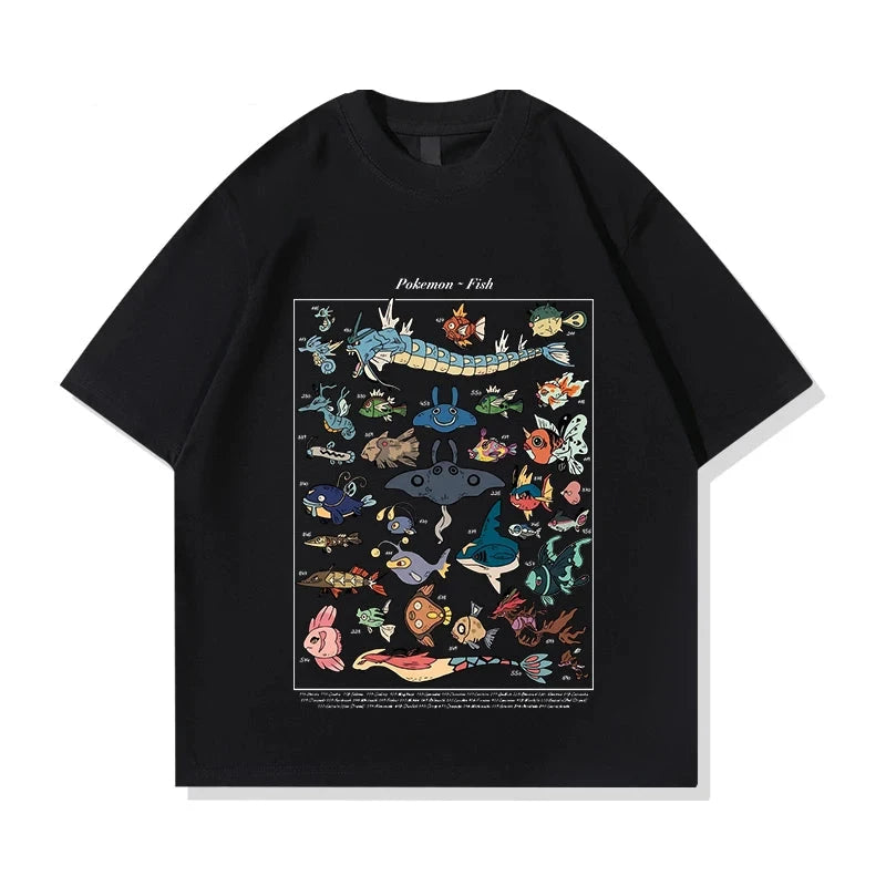 Pokémon Retro Graphic T-Shirt – Japanese Style 100% Cotton Loose Fit Short Sleeve Tee