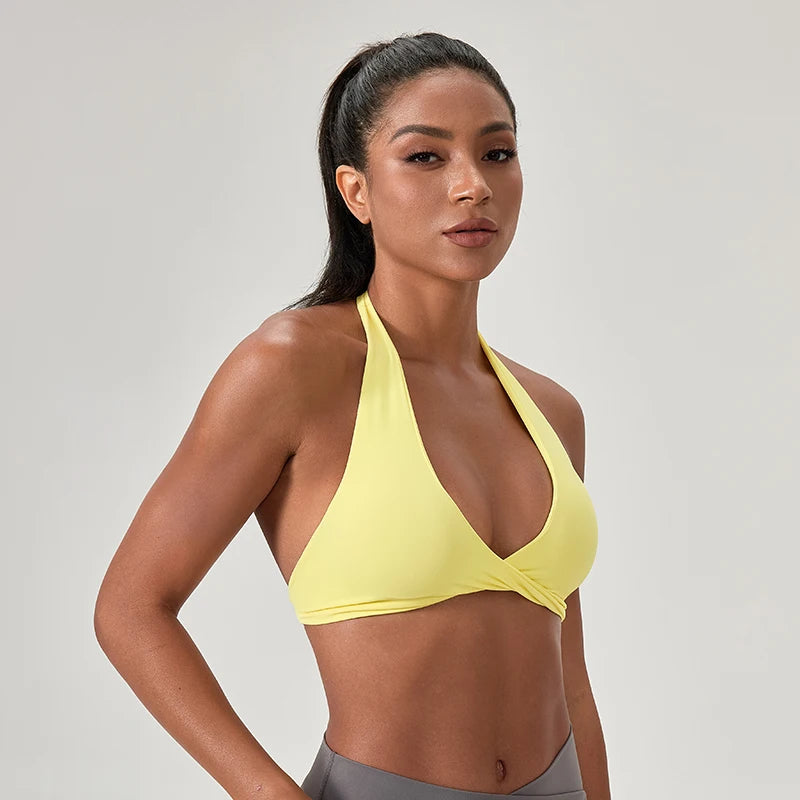 Women's Halter Neck Sports Bra – Quick-Dry Yoga & Gym Bra with Stylish Open Back (S-2XL)