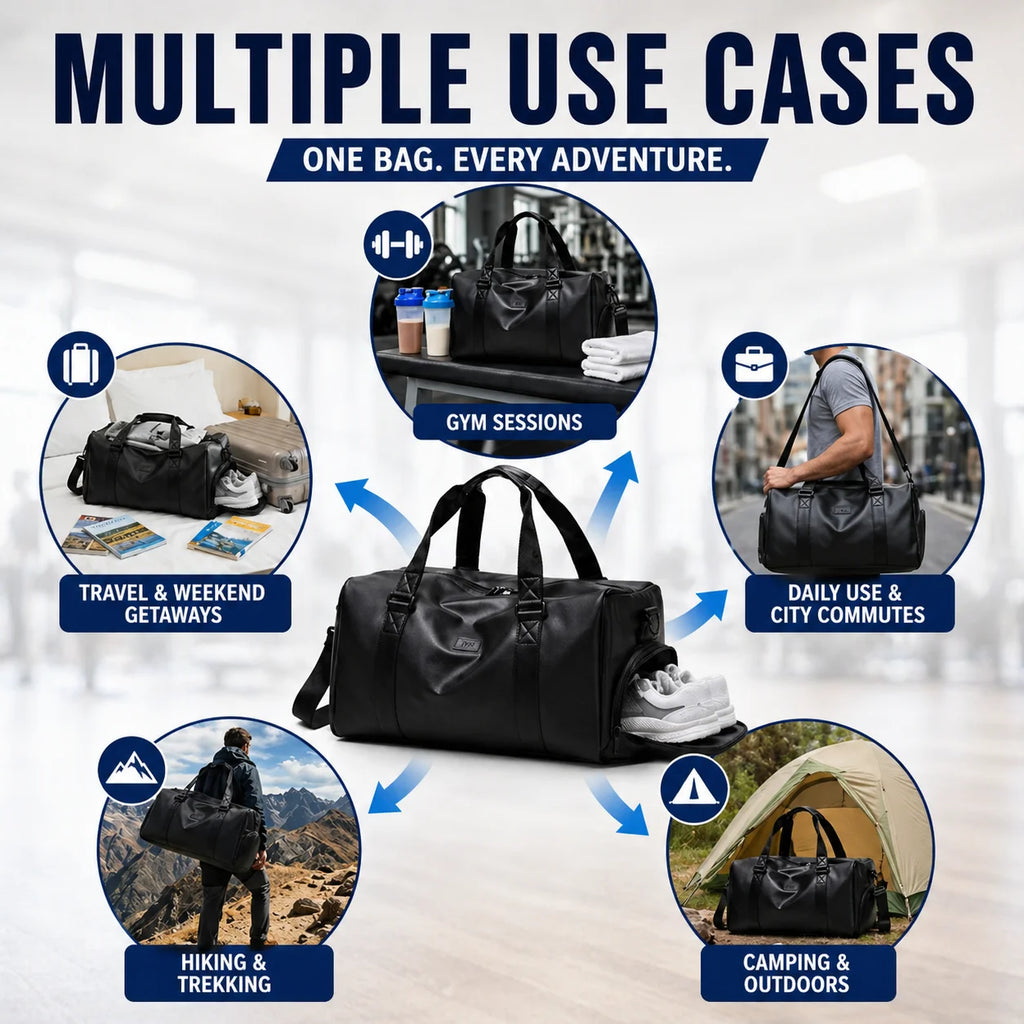 Waterproof Sport Duffel Bag with Shoe Compartment & Wet/Dry Separation