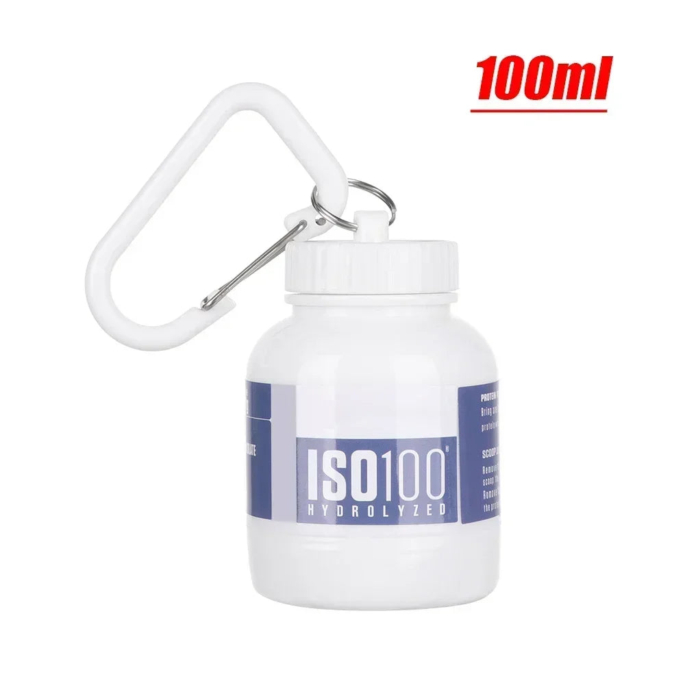 Mini Leakproof Protein Powder Container with Keychain – 100ml Gym Supplement Storage (1, 2, 5, 10 & 20 Pack)