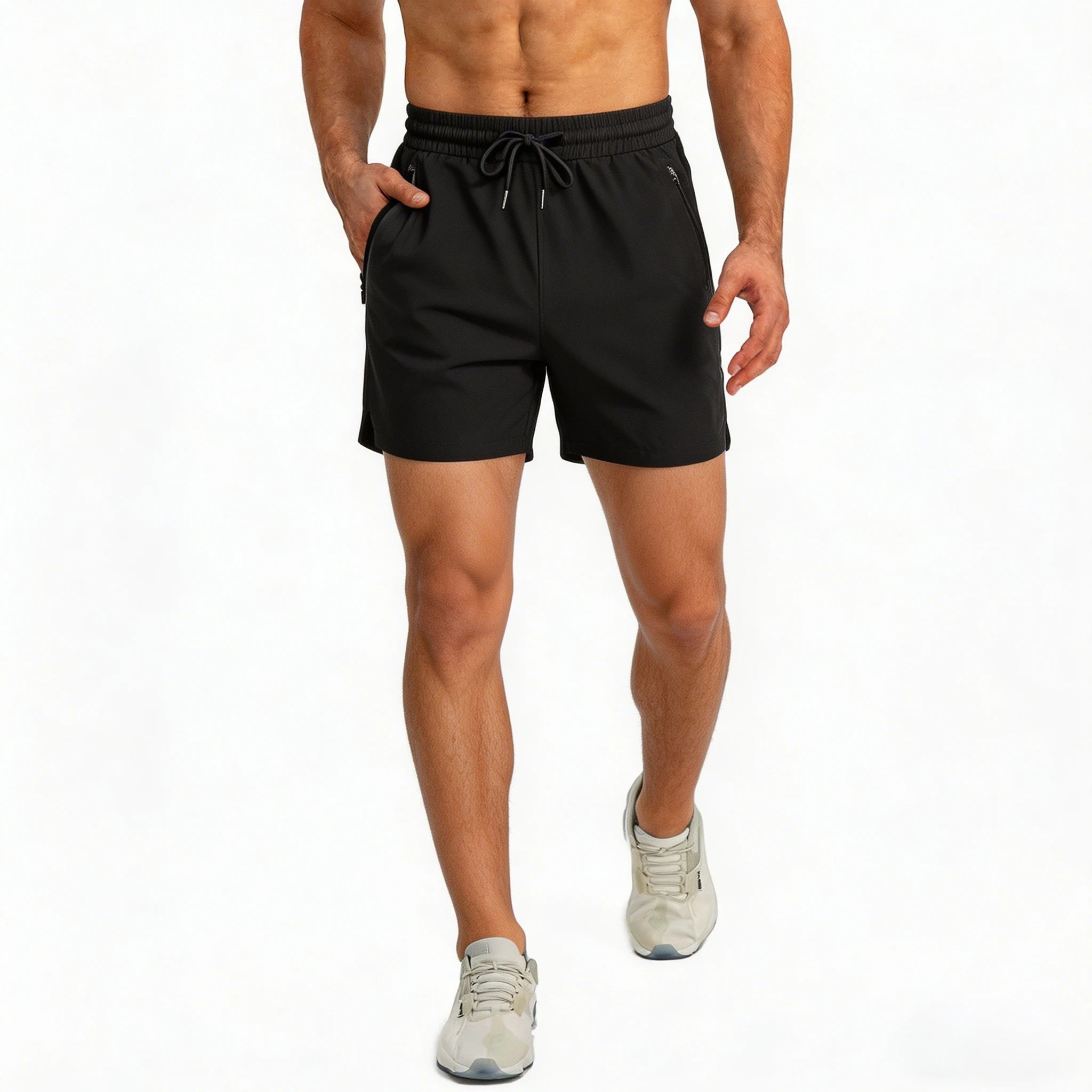 Men's Athletic Running Shorts – Quick Dry, Drawstring & Zip Pockets