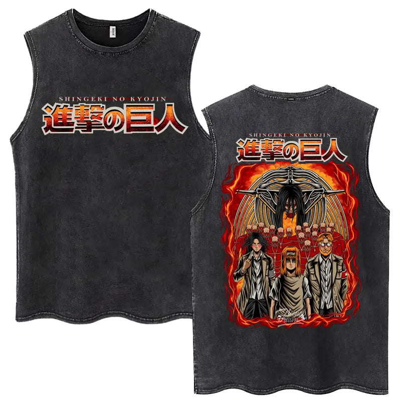 Attack on Titan Anime Tank Top – Mikasa & Eren Jaeger Sleeveless Tee (S–XXL)